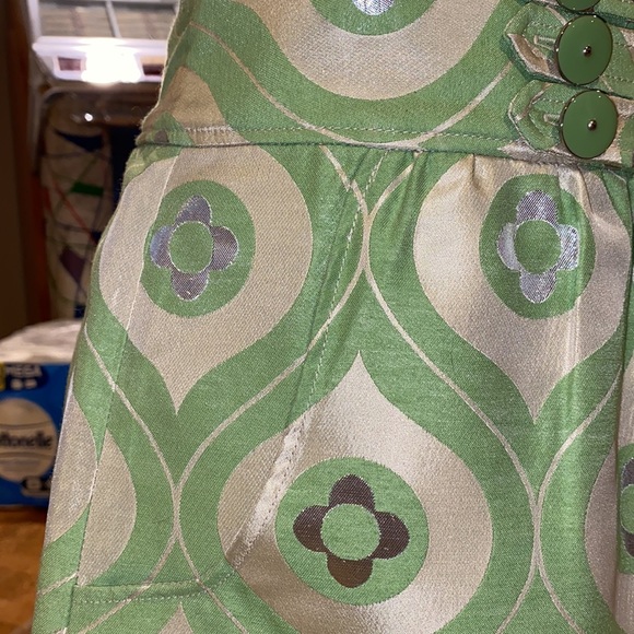 TIBI ANTHROPOLOGIE Skirt Pockets 4 Green Metallic Never worn!! - Picture 4 of 9